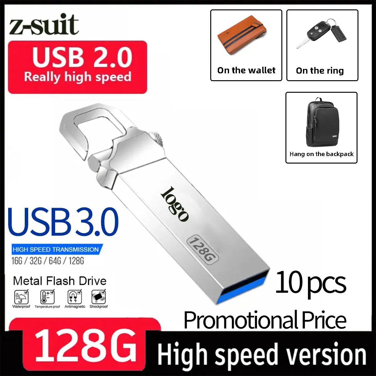 USB-флеш-накопитель Z-suit объемом 8 Гб, Usb-флеш-накопитель, металлический Usb-накопитель объемом 128 ГБ, Usb 3,0, флешка в подарок, USB-флешка для автомобиля usb флеш накопитель бмв bmw 128 гб usb 2 0