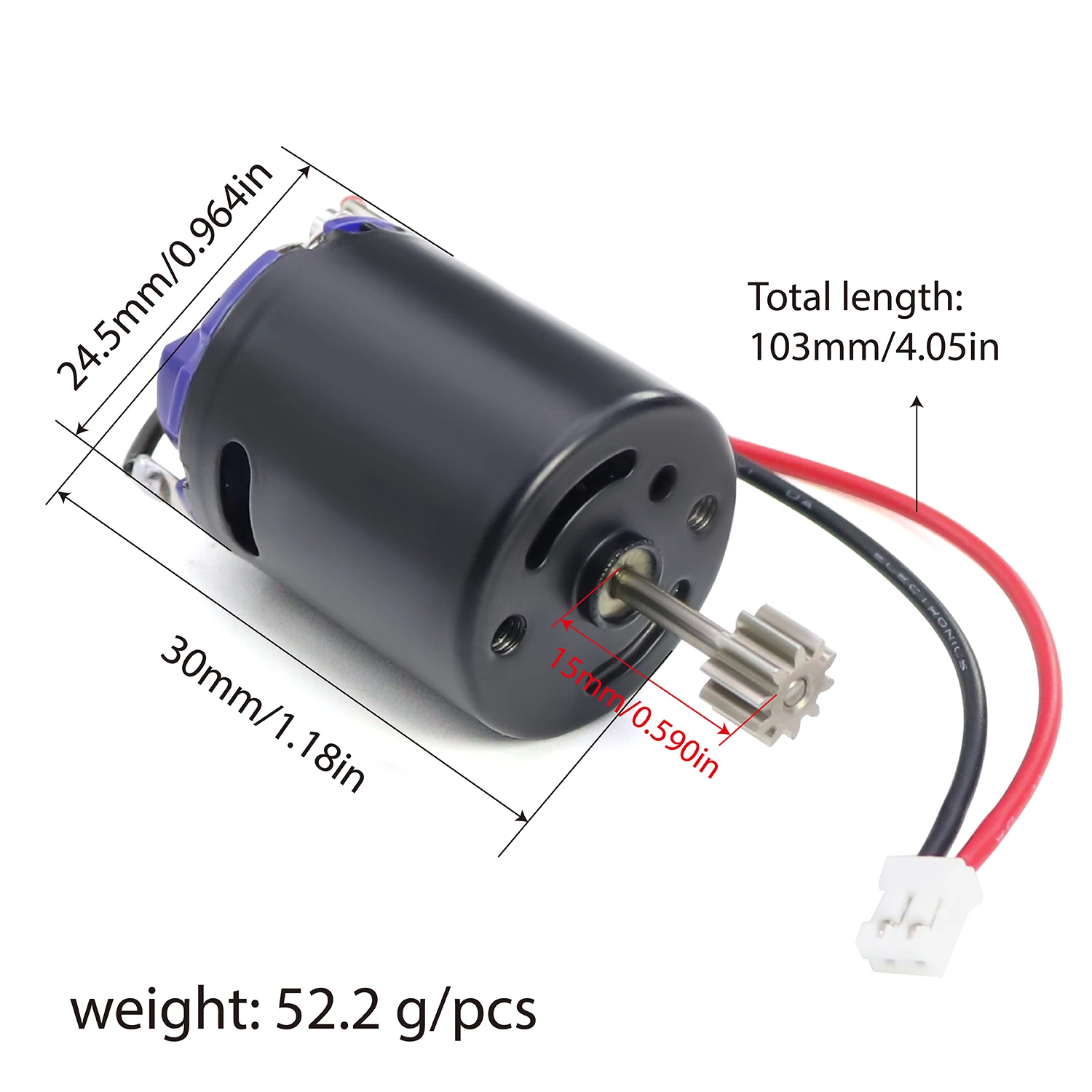 Moteur 370 brossé 21000 tr/min avec engrenage 10T pour voiture RC 1/12