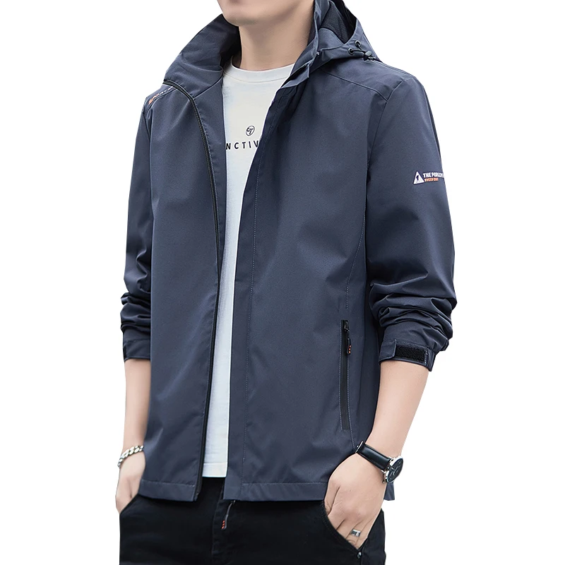 Spring and autumn Men's Jacket Coats black Casual hooded bomber jacket fashion Streetwear Outdoor tourism men's Clothing M-5XL