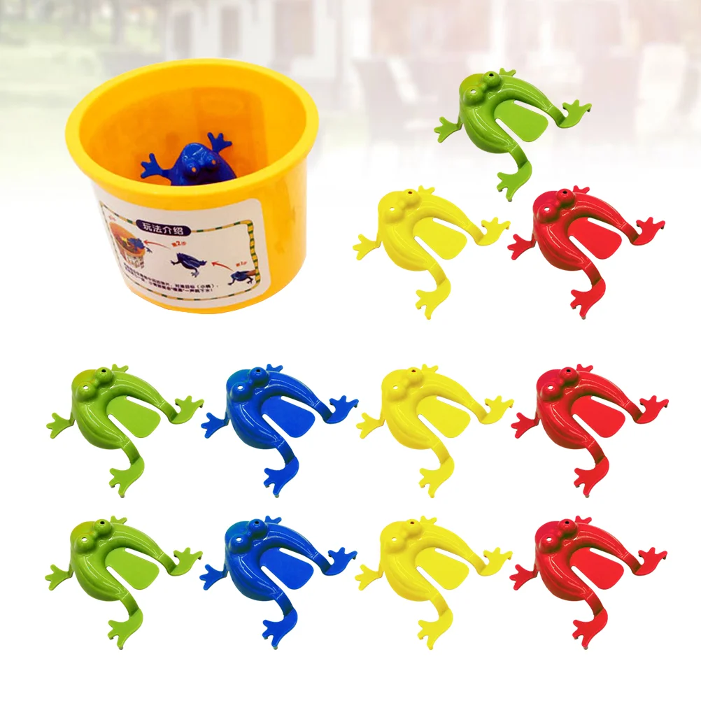 

12pcs Hoppers Passover Frogs Funny Finger Pressing Jumping with Bucket Learning for Toddler Kids ( Mixed Color )