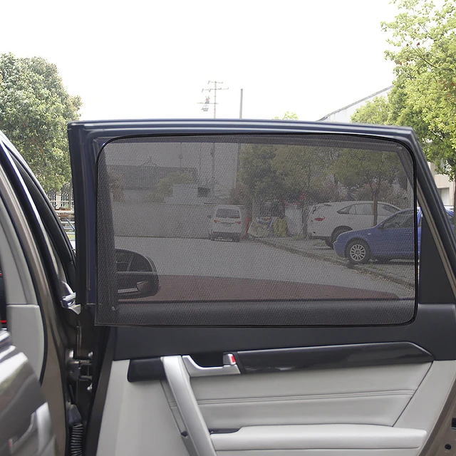 Pare-soleil en maille pour fenêtre latérale, accessoires de style automobile,  rideau de Protection UV, 4 piè Black