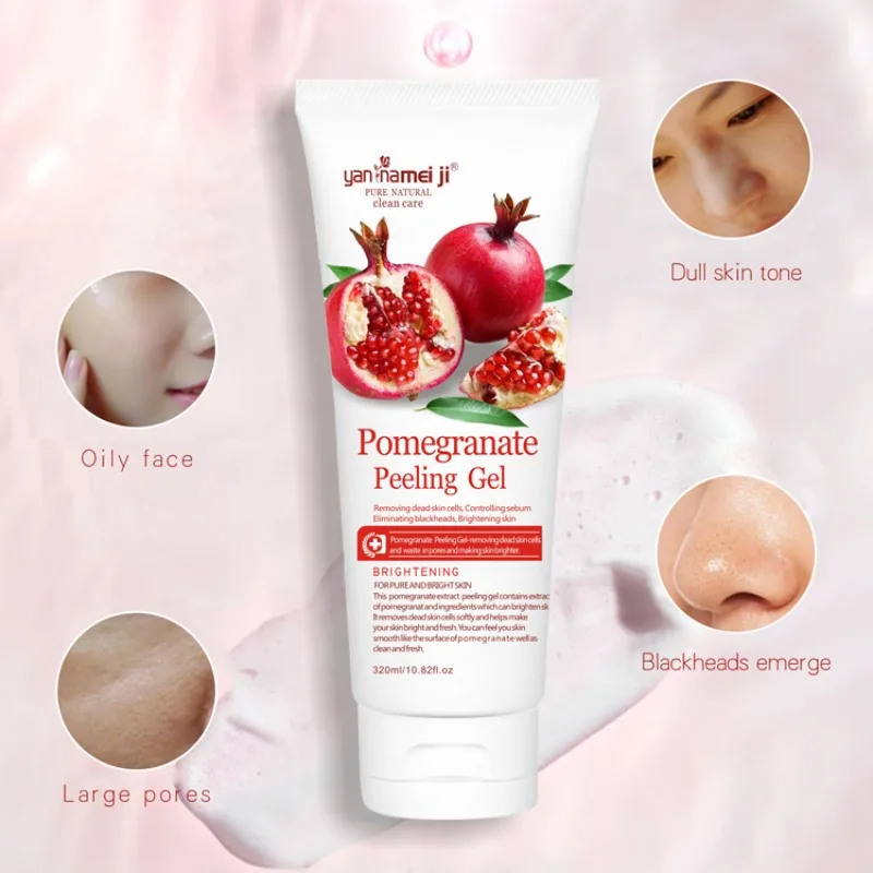 Nature Organic Pomegranate Scrub Peeling Gel Brightening Hydrating Face Body Exfoliating gel