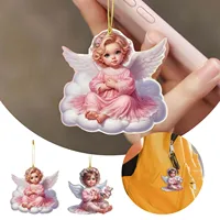 Decorative Little Angel Girl Acrylic 2d Pendant Angel Creative Car Pendant Car Crystals for Chandeliers with Hooks Centerpiece 1