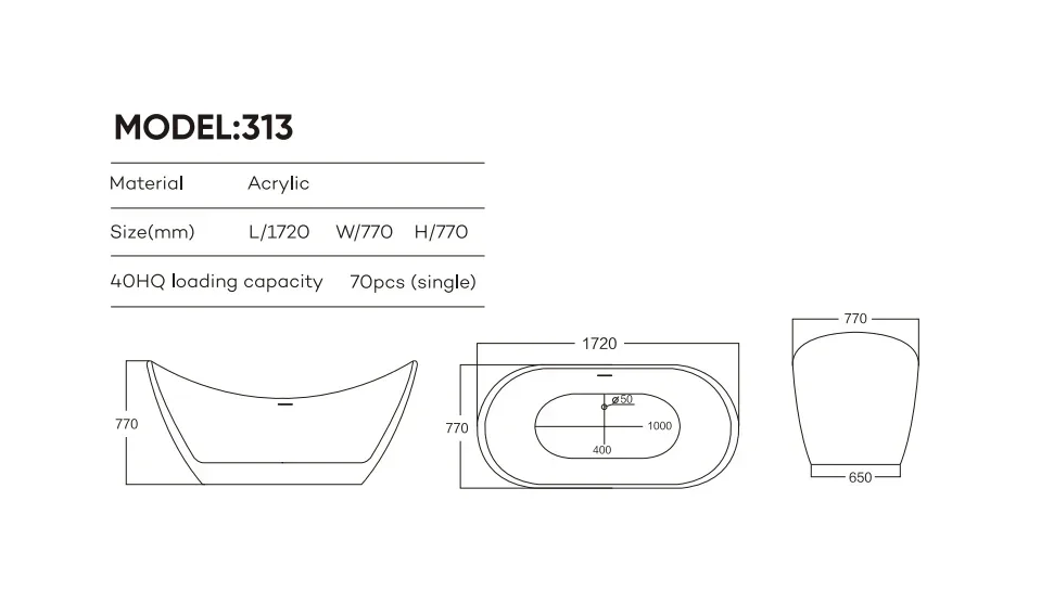 Oval Bathtub Indoor Stand Alone Freestanding Bathtubs Acrylic Soaking Bath Tub Fluted Free Standing Bathtub 3