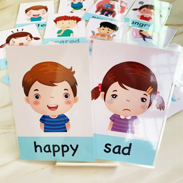 12 Pcs Feeling Flashcards Game Baby Emotion Learning Card Flash Cards Montessori Children Kids Funny Memory Exercise Game 3