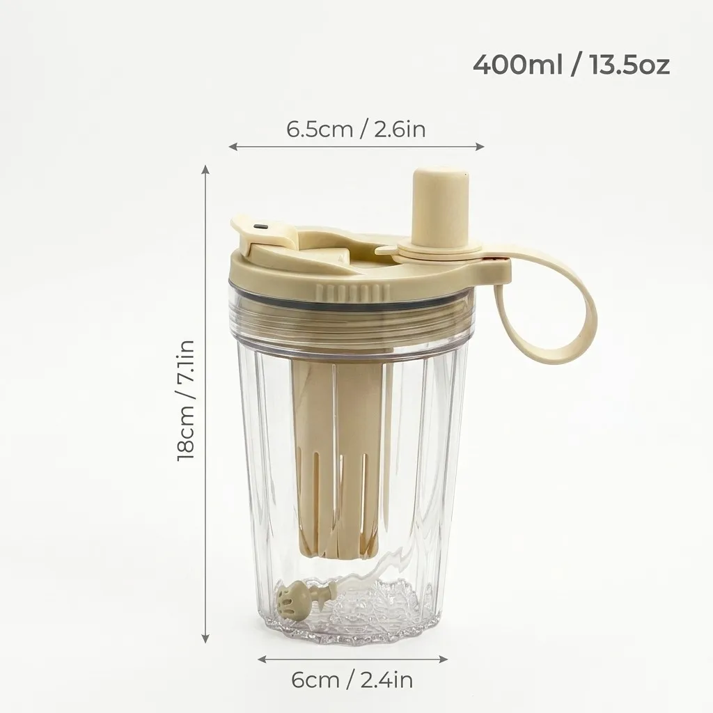 Leak-Proof Transparent Sports Bottle with Reusable Straw and Tea Strainer
