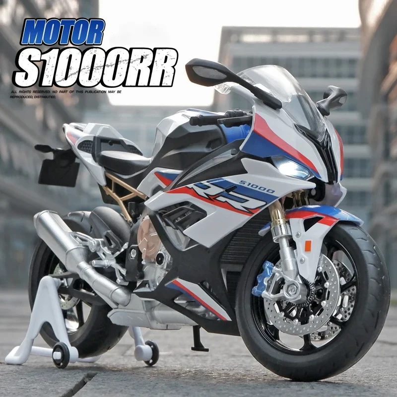 

1:9 BMW S1000RR модель мотоцикла большого размера из сплава под давлением, коллекция игрушечного автомобиля, переноска со звуком, внедорожник, автоцикл, игрушечный автомобиль