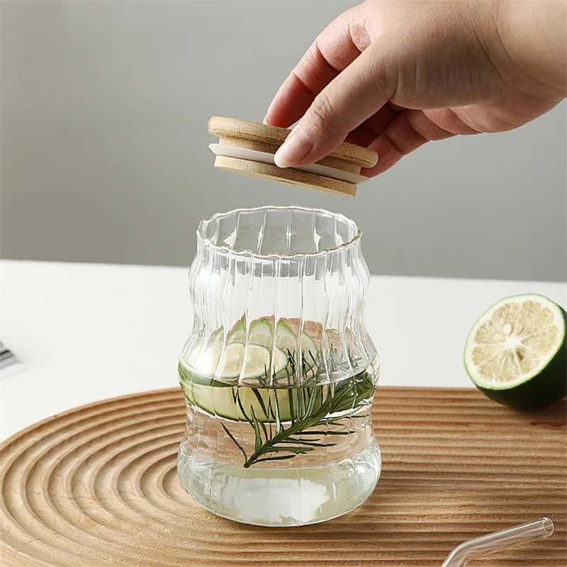 Glass Cup With Straw and Bamboo Lid Transparent Bubble Tea Cup Cold  Drinking Glasses Iced Coffee Mug Beer Can Juice Milk Cup - AliExpress