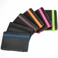 Men Wallet Creative Money Clip Card ID Slim Light Flip BiFold PU Leather Purse Colorblock Credit Card Bag Card Holder Card Case 2