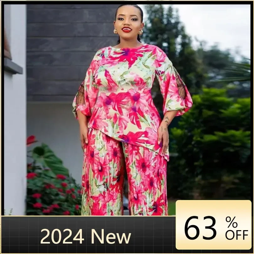 african pants set for women Overszie African New Design Top With Pants print 1 Colors Fashion Suit For Lady