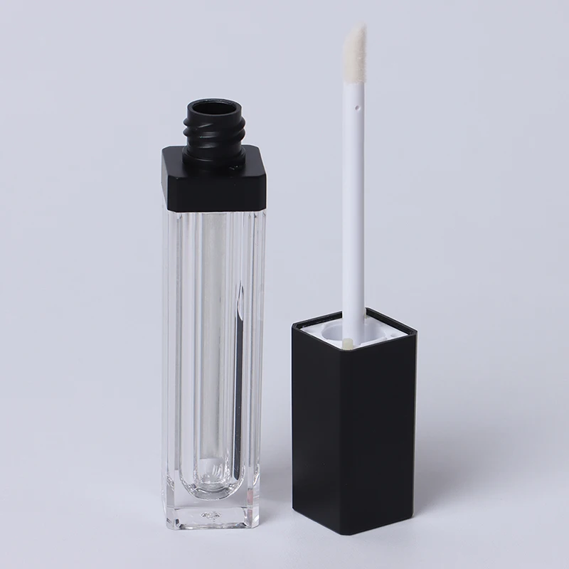 Empty Makeup DIY Lip gloss bottle Black/silver Square Lip Gloss Tube with LED Light mirror Labial glair bottle 7.5ml