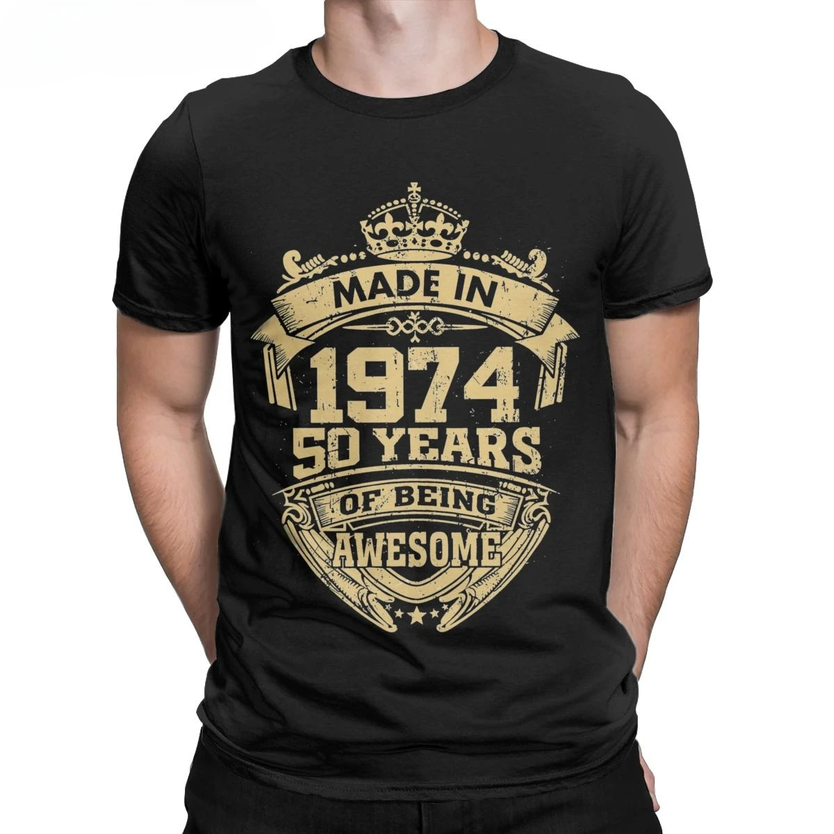

Футболки, одежда с круглым вырезом, Мужская футболка, сделанная в 1974 году, 50 лет, удивительный юмор, хлопковая футболка, подарок на день рождения