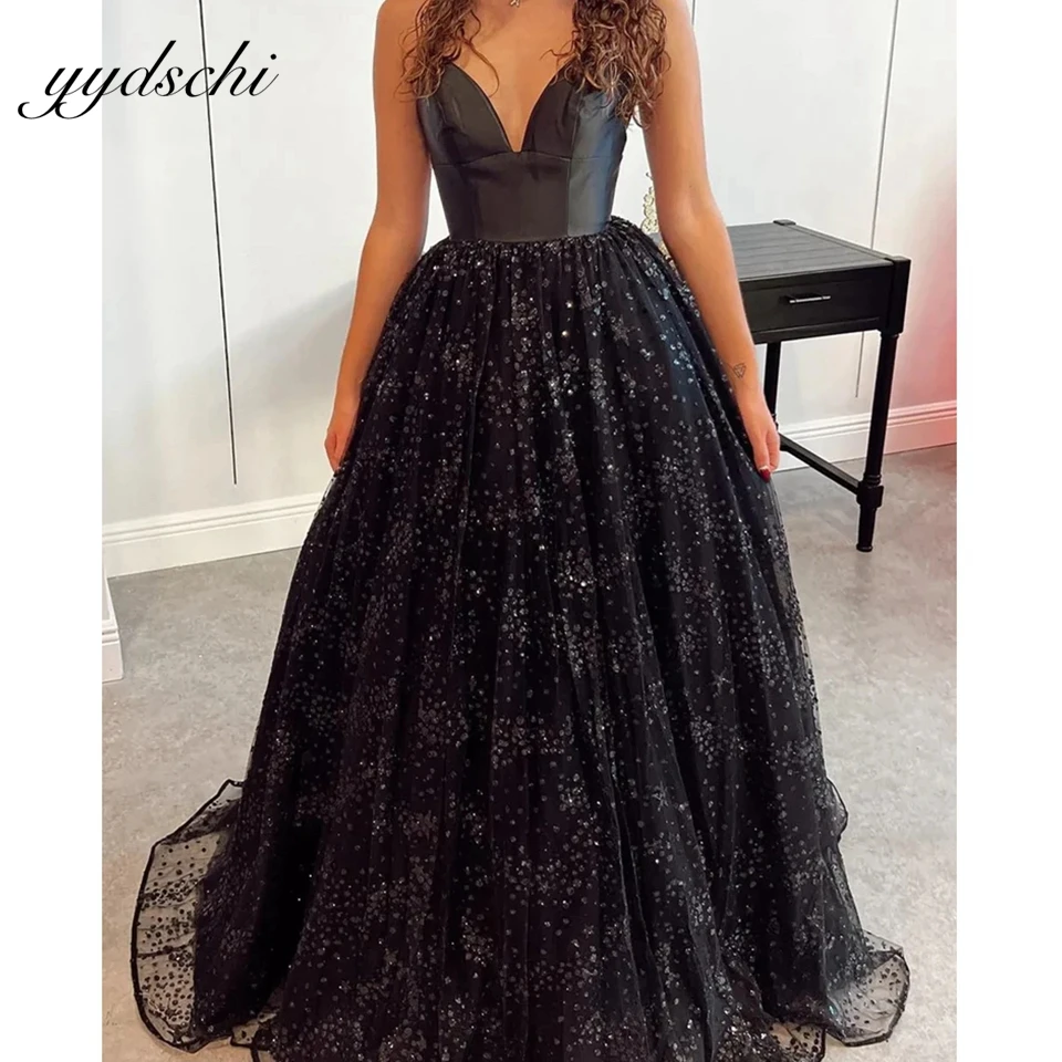 

Party Dresses Shiny Sparkly Crystal Prom Dress Illusion Party Elegant Sequine Evening Backless Spaghetti Strap Dresses for Women