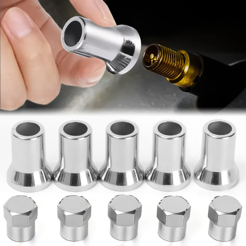 

10pcs TR413 Chrome Car Truck Tire Wheel Tyre Valve Stem Hex Caps with Sleeve Covers Universal Car Bicycle Tire Accessories