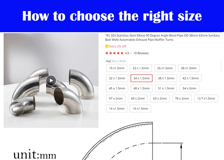304 Stainless Steel Elbow Exhaust Pipe Fittings