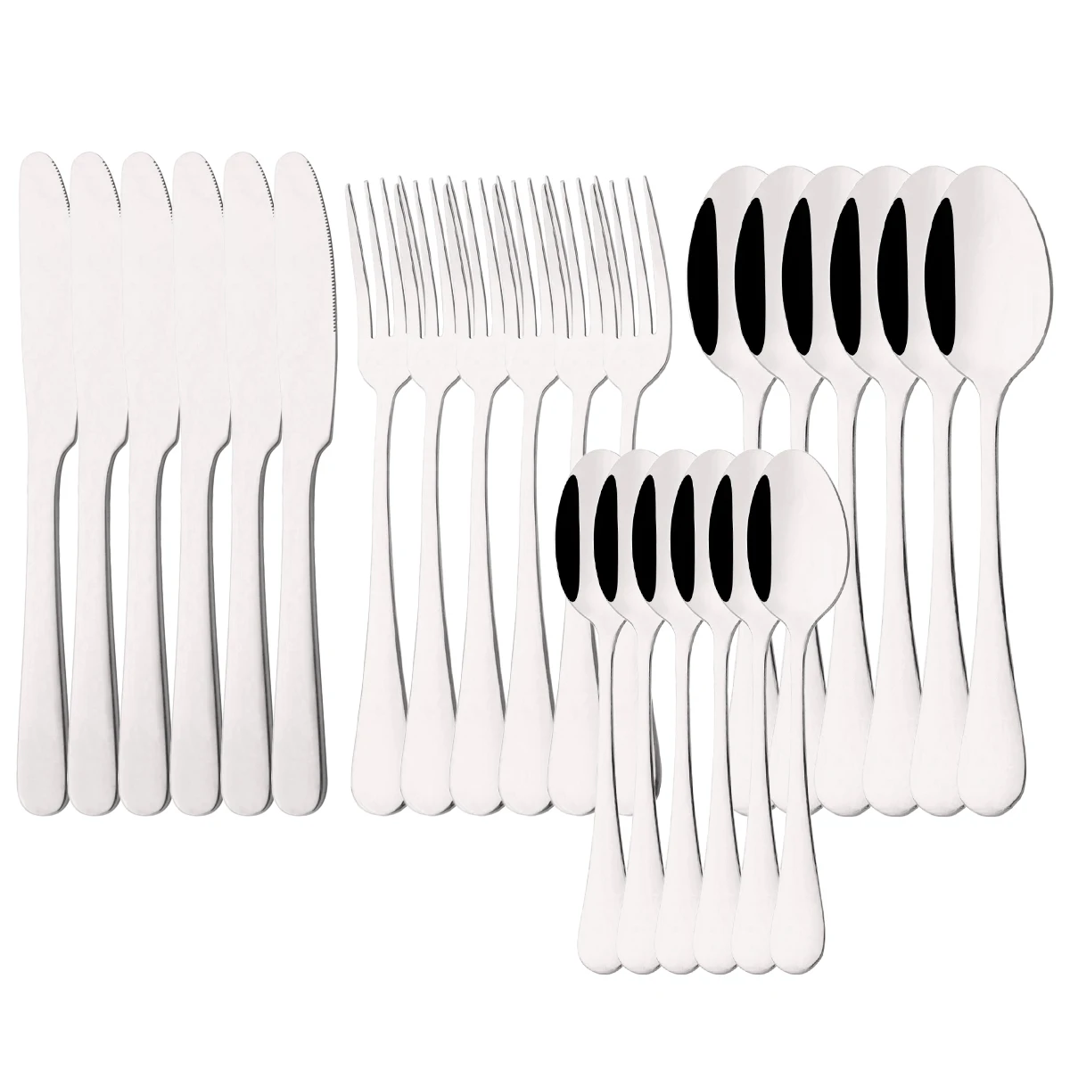 24Pcs Tableware Dinnerware Set Western Gold Cutlery Set Stainless Steel Fork Knife Teaspoon Dinner Kitchen Flatware Set
