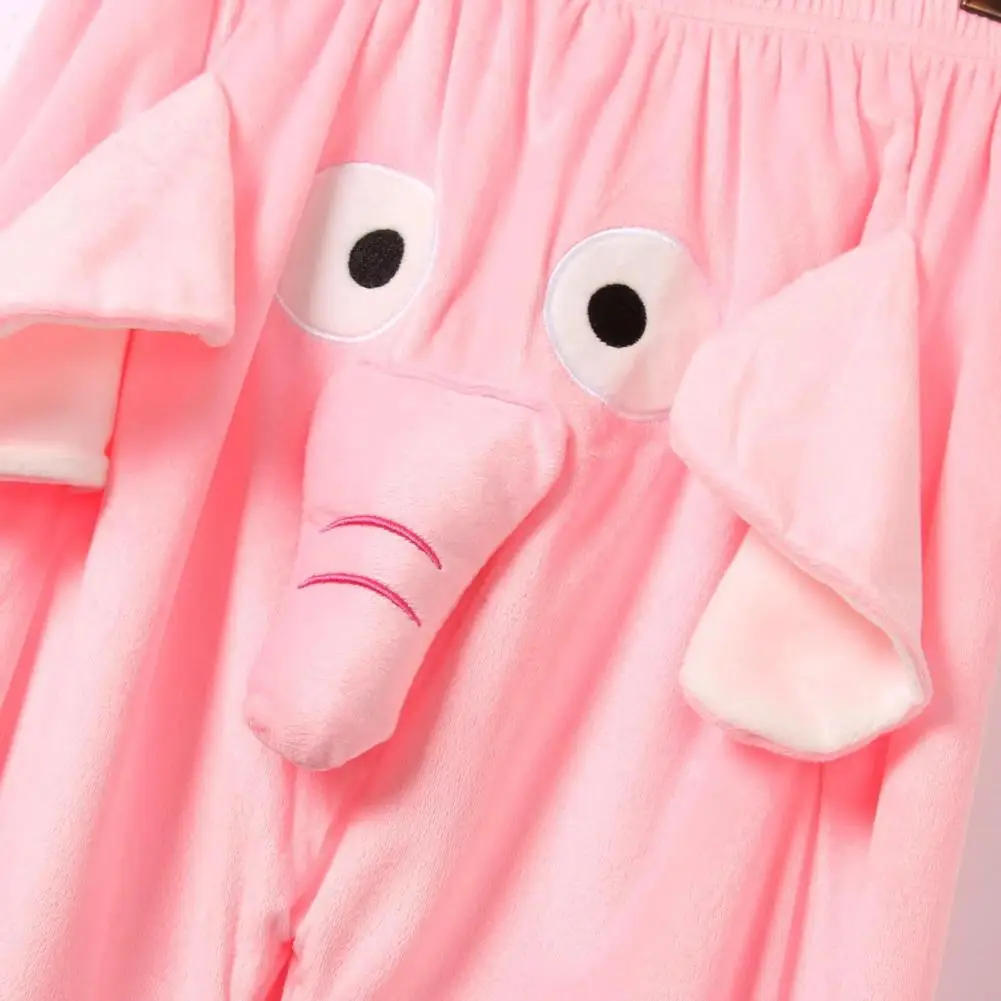 Flannel Pajama Pants Women Men Cartoon Elephant Nose Plush Pajama Bottoms Homewear Plush Lounge Trousers Couple Pajamas Pants_ecoleips.com