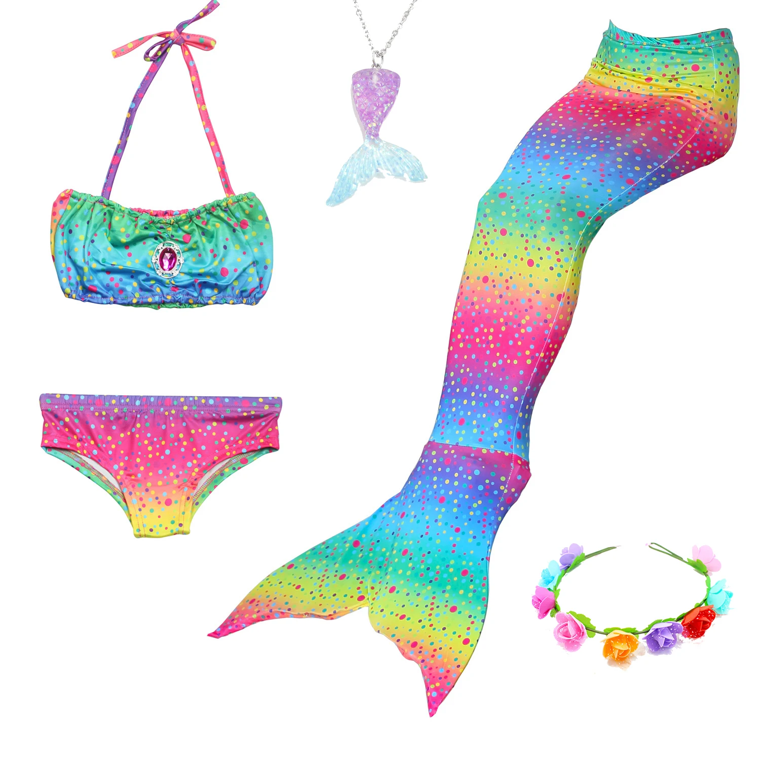 

5Pcs/Set Girls Mermaid Tail Swimsuit Children the Little Mermaid Costume Cosplay Dresses Beach Clothes Bathing Suit