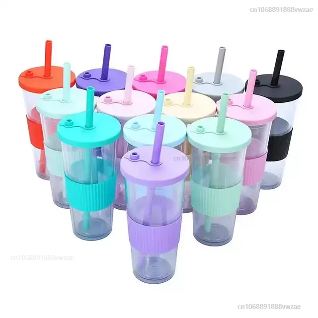 Plastic Cups with Lids and Straws, Reusable Cups for Adults and Kids, Bulk  Tumblers for Iced Coffee Tea and Smoothie - AliExpress