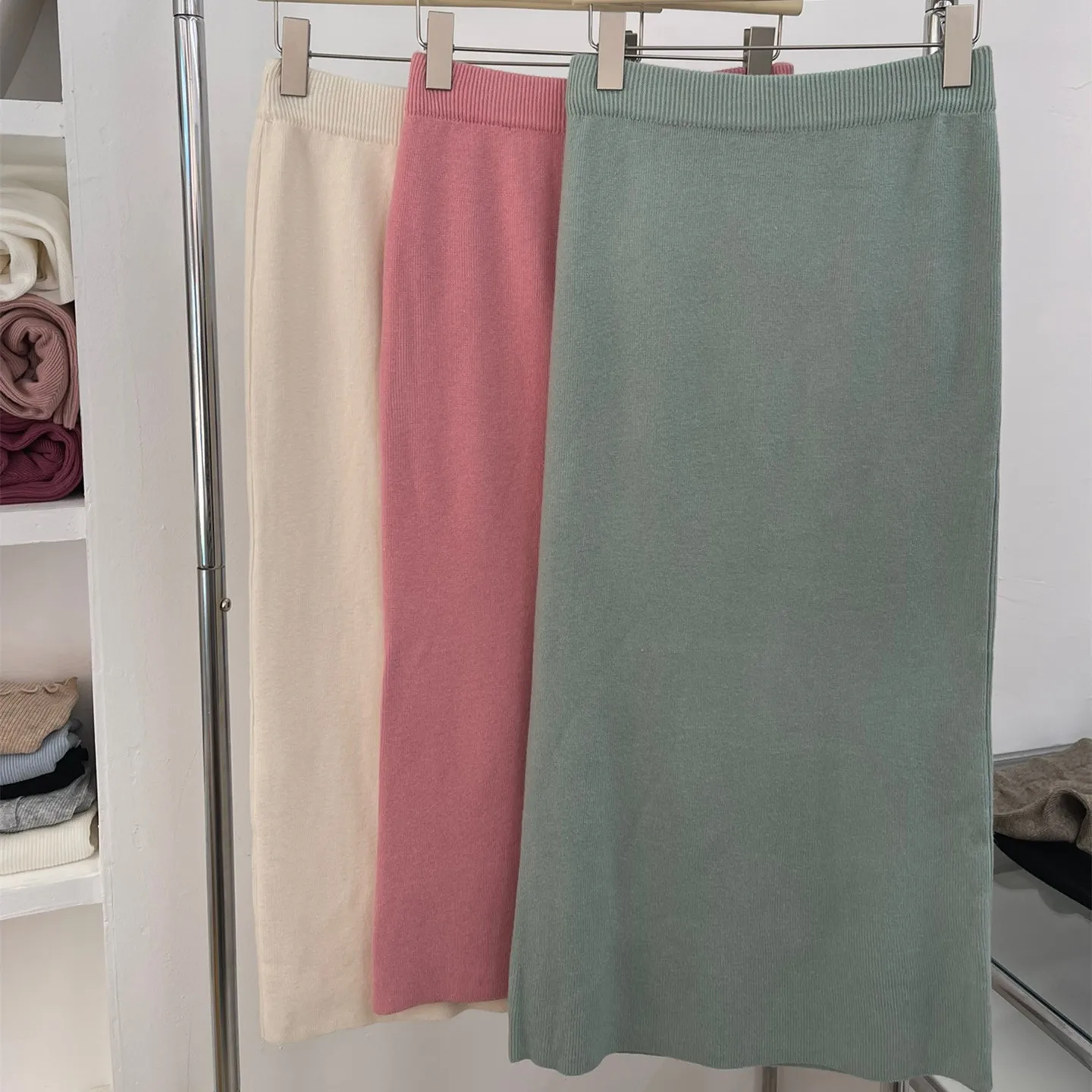 

2023 Autumn Winter Midi Skirt Women Korean s Female Elegant Thick Office Lady Casual Loose Elastic H865