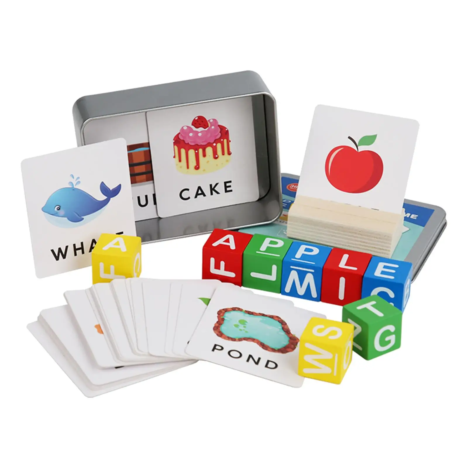 

Wooden CVC Word Spelling Games Fine Motor Skills Development Toy Preschool Learning Flash Cards for Travel Toy Holiday Gift Kids