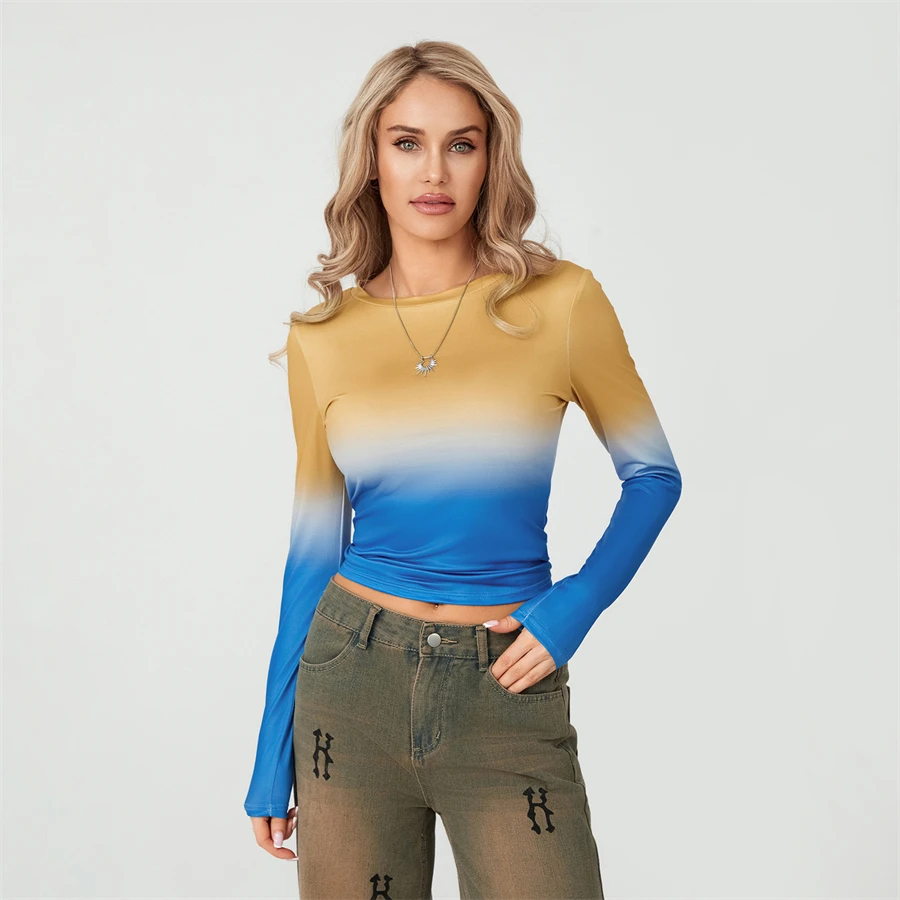 Camisetas básicas de Color liso para mujer, camisetas informales de manga larga, jerséis ajustados para otoño y primaver