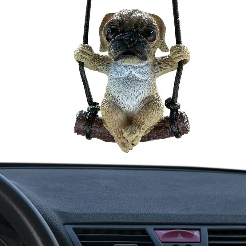 

Swinging Pug Car Hangings Ornament Pet Dog Car Rearview Mirror Pendant Cute Bulldog Pendant Charm Decoration For Car Mirror RV