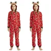 Christmas Matching Outfits for Family Elk Ear Hooded One-Piece Jumpsuit Romper Adults Kids Clothing Set Pajamas Xmas Look Pyjama 5