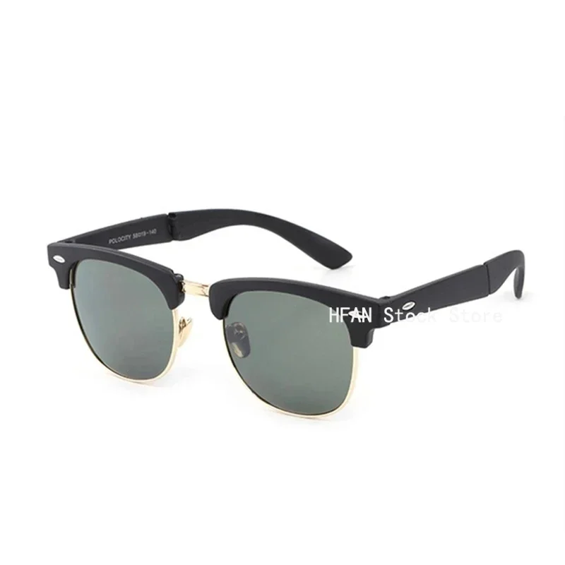Portable Folding Sunglasses With Box Women Men Upscale Brand Retro Foldable UV400 Sunscreen Spectacles For Driving 2