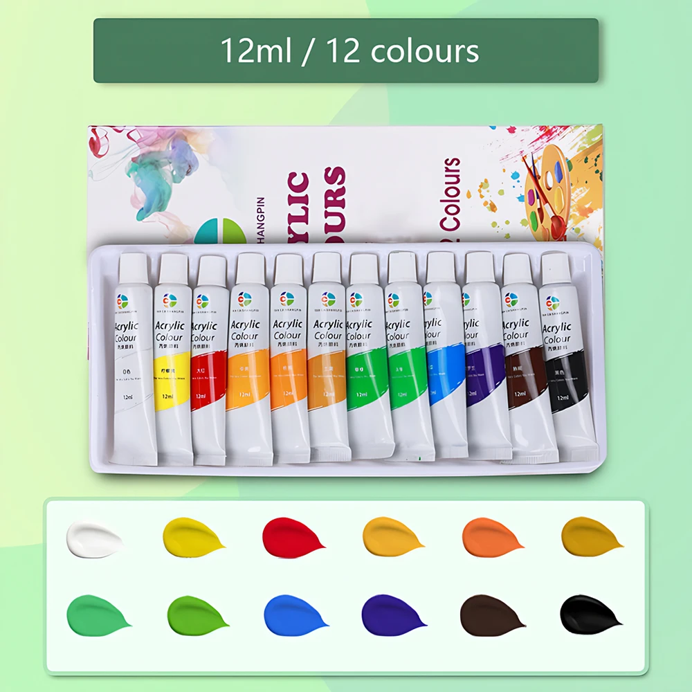 Acrylfarben-Set, 12/18/24/36 Farben, 12 ml Tuben, ungiftig, wasserfest, Kunsthandwerkfarben für Künstler, Kinder, Anfänger, Schulbedarf
