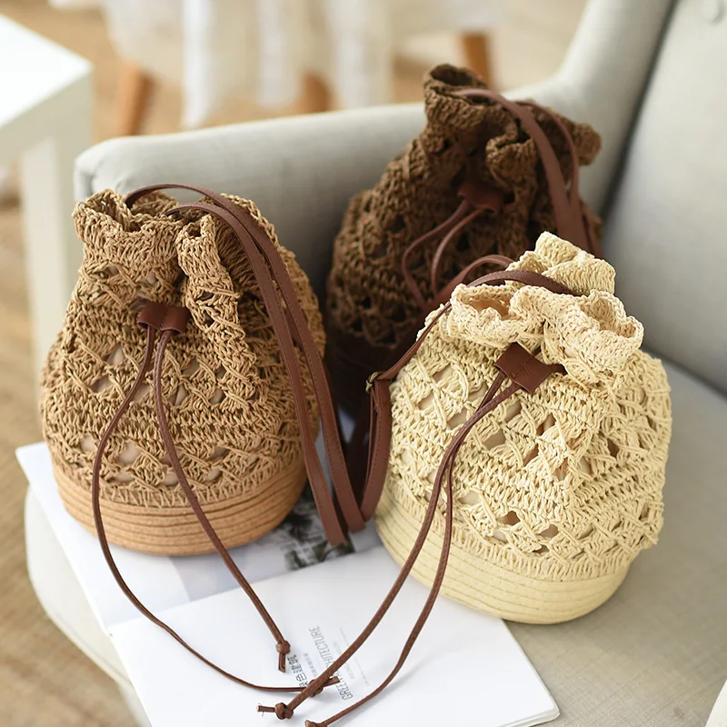 

Luxury Design Women Plaited Raffia Straw Bag Large Capacity Casual Tote Handbag Hollow Summer Beach Vacation Shoulder Bag