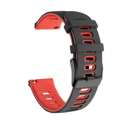 Sport Silicone Watch Strap - Durable and Comfortable Wristband Bracelet - 20mm Watchband (Black Red)