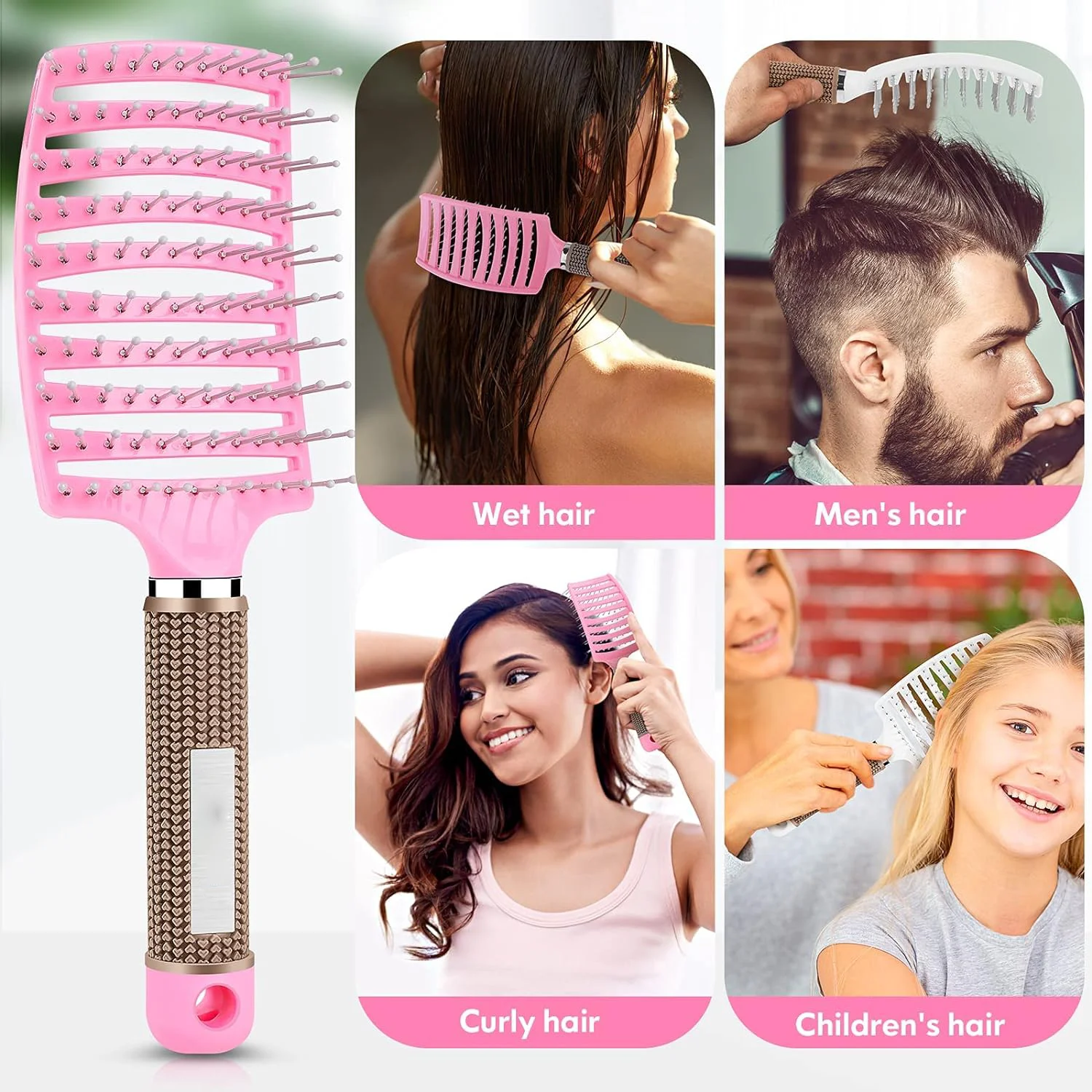 Hair Brush, Professional Curved Vented Brush for Faster Blow Drying for Women, Men, Paddle Detangling Brush for Wet Dry Curly 3