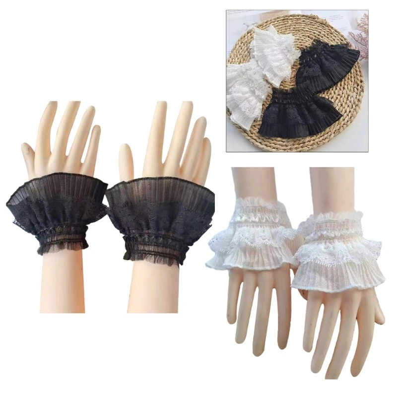 

Detachable Wrist Cuffs for Girls Shirt Decor Summer Sunproof Sweet Layered Cuffs Dropship