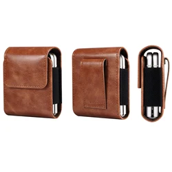 Leather Belt Clip Case for Men - Versatile Waist Bag and Holster Pouch Cover (Brown Smooth Leather)