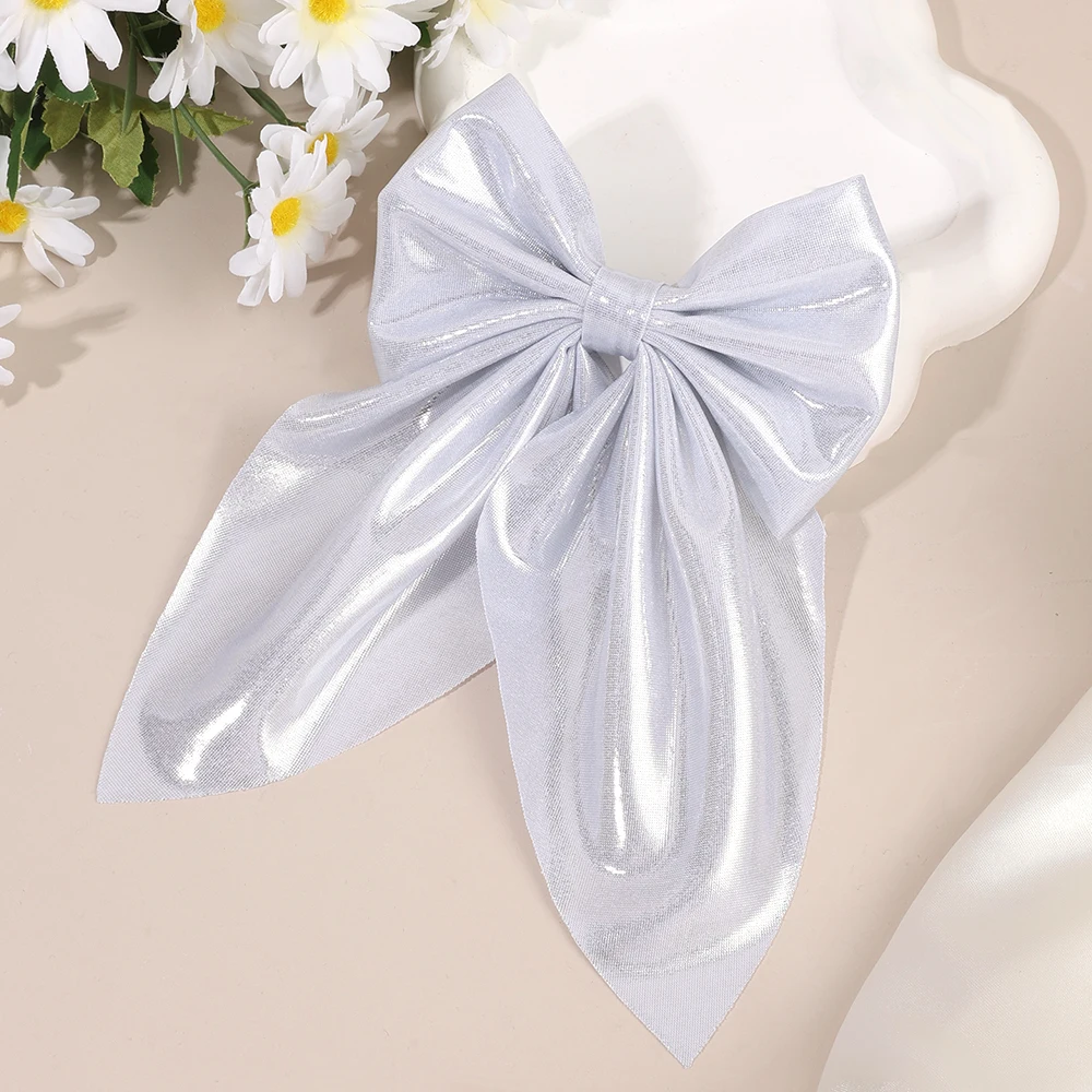 Large Size Satin Bow Hair Clip Gold Glossy Satin Butterfly Hairpin Smooth Surface Large Bow Accessories Headwear For women Girl