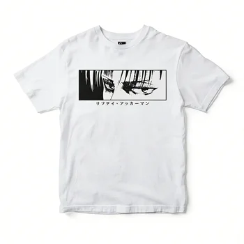 T-shirt sportiva da uomo e bambino a maniche corte Attack on Titan Levi Ackerman Eye Close Up Stampa con cornice in bianco e nero in cotone