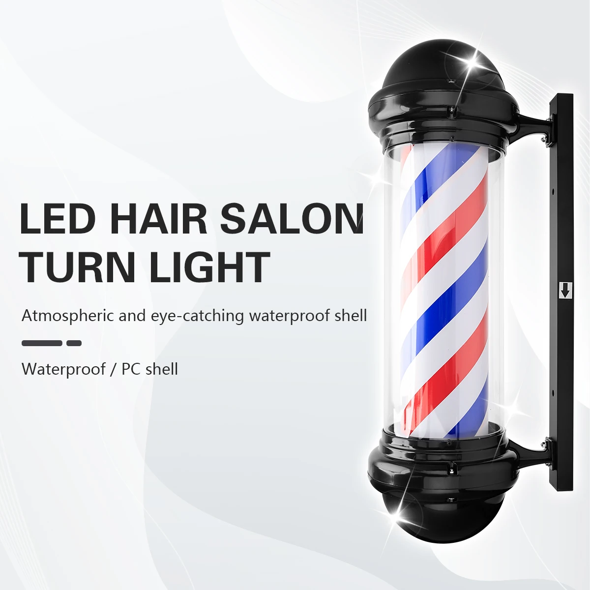 Barbershop Led Pole Light Hair Salon Open Sign Barber Shop Strisce Rotanti Impermeabile Save Energy Wall Mount Light 2023