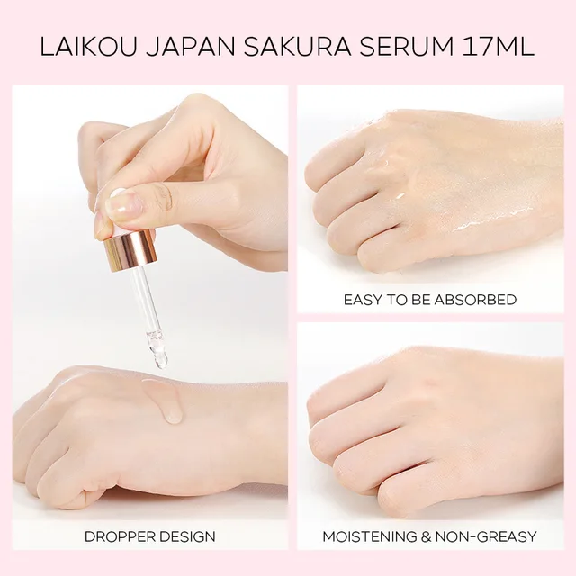 LAIKOU Serum Japan Sakura Essence Balance Grease  Hyaluronic Acid Pure Brightening Rejuvenation Skin Care Face Serum - Image 5