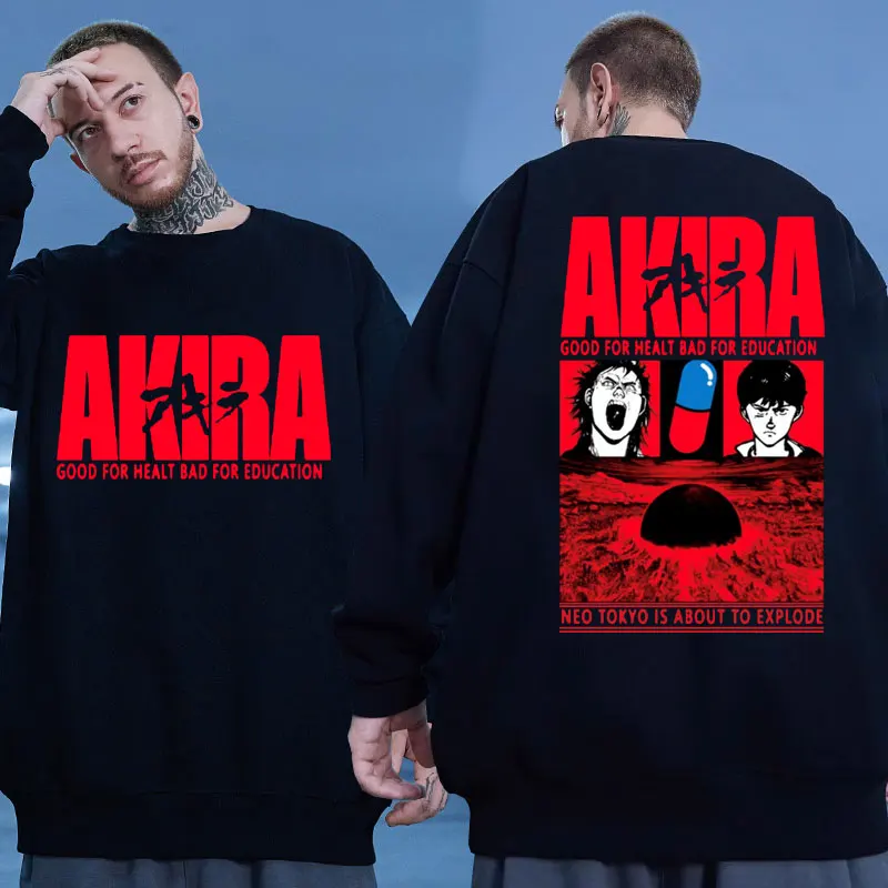 

Black Anime Neo Tokyo Akira Print Sweatshirt Manga Movie Science Fiction Shotaro Kaneda O-Neck Hoodie Streetwear Pullover Tops