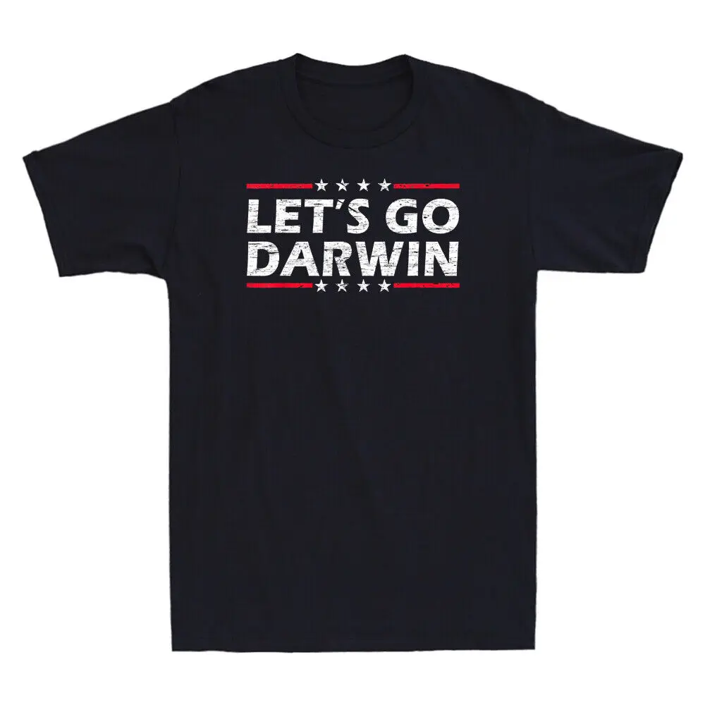 Lets Go Darwin Shirt Divertente Sarcastico Let'S Go Darwin Vintage T-Shirt Da Uomo Nera