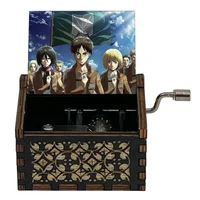 Anime Attack On Titan Hand Crank Music Box Manga Levi Eren Mikasa Wooden Musical Box Home Desktop Decor New Year Birthday Gifts 1