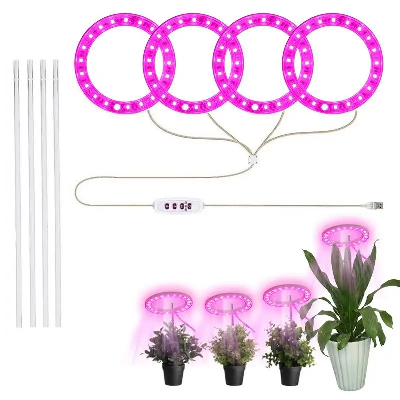 

Plant Grow Light Ring Smart Timing LED Grow Light For Indoor Plants Waterproof Growing Lamps With 3 Lighting Modes & 5 Level