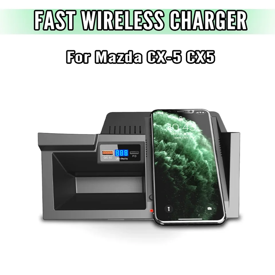 Caricabatterie Wireless Auto ASHOIH Per Mazda CX-5 (2017-2022): Ricarica Rapida 15W Qi - 3