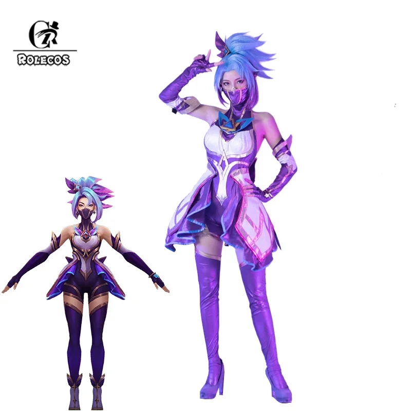 

ROLECOS LOL Star Guardian Akali Cosplay Costume Game LOL AKALI Women Cosplay Outfit Fullsets LOL Sexy Halloween Cos Costume