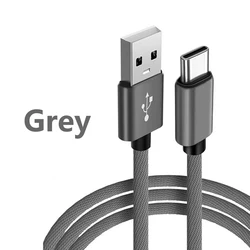 USB - A to USB - C Nylon Braided Fast Charging Cable - 3A Data Sync Charger - 1m (Grey)