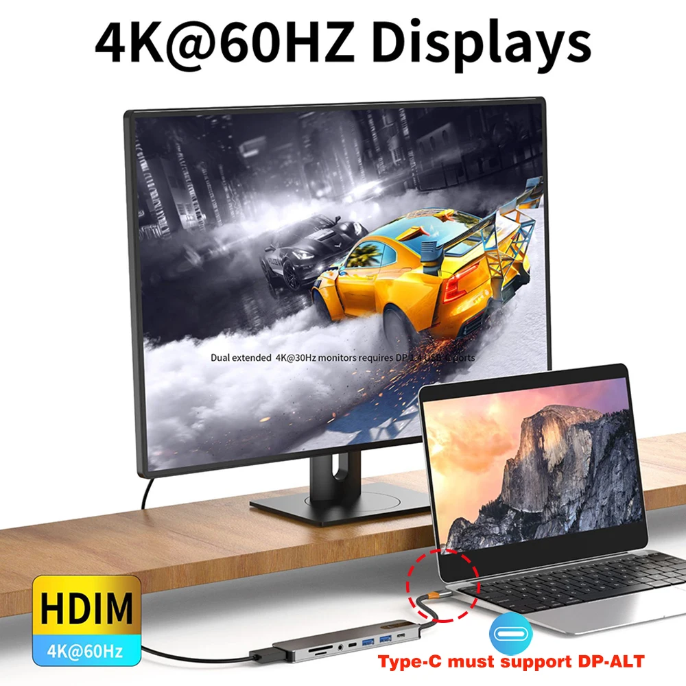 5/8 in 1 USB C to HDMI-Compatible 4K 60Hz Adapter Type C Splitter USB3.0/3.1 HUB Docking Station PD SD TF 3.5mm for Laptop iPad BEST SELLERS