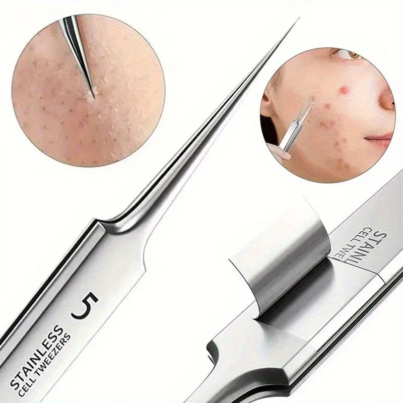 Blackhead Clip Pimples Tweezer Blackhead Remover Stainless Steel Cell Clip Beauty Product Acne Needle Skin Cleanning Tool