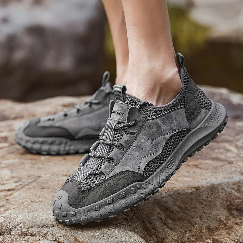 

New Summer Outdoor Mesh Sneakers Mesh Shoes for Men Casual Male Nubuck Leather Tennis Hiking Designer Luxury Non-Slip Flat Shoes