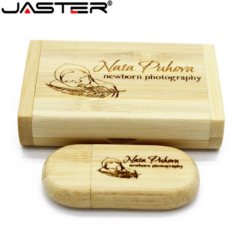 1PCS free custom logo Wooden USB Box pen drive LOGO customer Gift - Image 4
